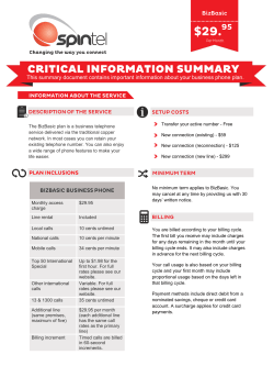 SpinTel - Critical Information Summary