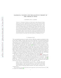 Majorana, Pauling and the quantum theory of the chemical bond
