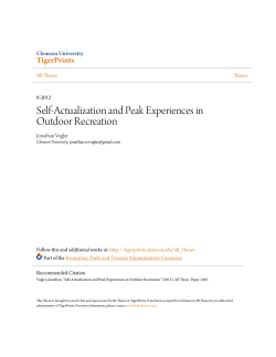 Self-Actualization and Peak Experiences in Outdoor
