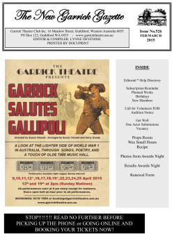 Feb March 2015 Garrick Newsletter