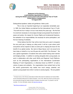 Statement of Pax Romana, a participating organisation