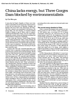 China Lacks Energy, But Three Gorges Dam Blocked by