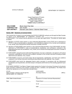 TIMBER SALE CONTRACT SALE NAME: Block Head Chip Sale