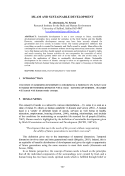 ISLAM AND SUSTAINABLE DEVELOPMENT