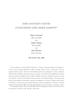 does anonymity matter in electronic limit order markets?1