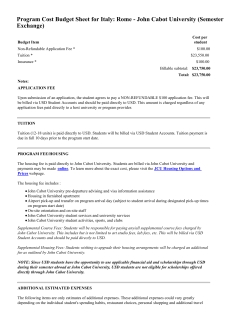 Program Cost Budget Sheet for Italy: Rome