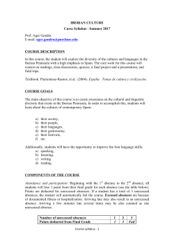IBERIAN CULTURE Curse Syllabus