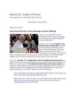 January 2015 - Sisters of St. Joseph of Peace