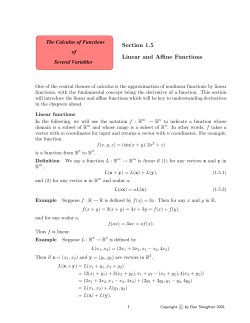 Linear and Affine Functions - The Calculus of Functions of Several