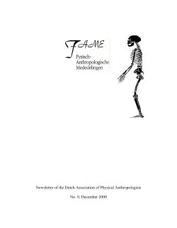 Newsletter of the Dutch Association of Physical Anthropologists