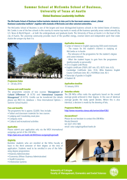 Summer School at McCombs School of Business, University of