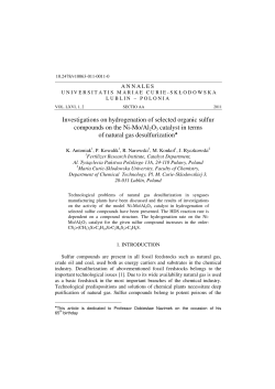 Investigations on hydrogenation of selected organic sulfur