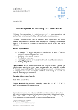 Swedish speaker for Internship &ndash; EU public affairs