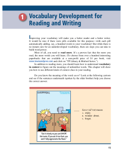 1 Vocabulary Development for Reading and Writing
