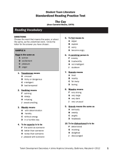 The Cay Reading Vocabulary - Talent Development Secondary