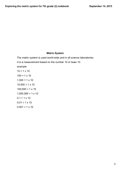 Exploring the metric system for 7th grade (2).notebook
