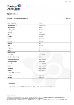 Sodium Chloride BioChemica A1149 Literature