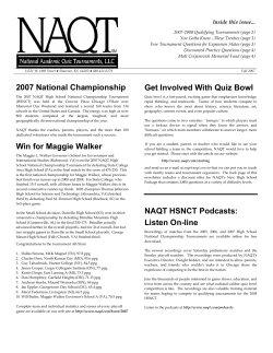 October 2007 High School Newsletter