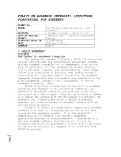 policy on academic integrity (including plagiarism)