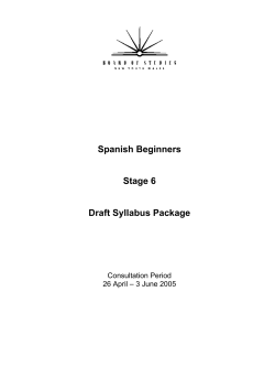 Spanish Beginners Stage 6 Draft Syllabus Package