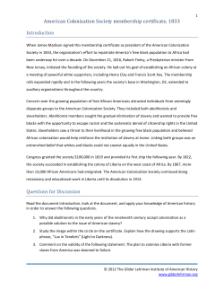 American Colonization Society membership certificate, 1833