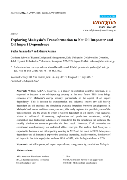 Exploring Malaysia`s Transformation to Net Oil Importer and Oil