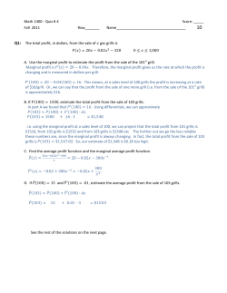 Math 1400 - Quiz # 4 Score