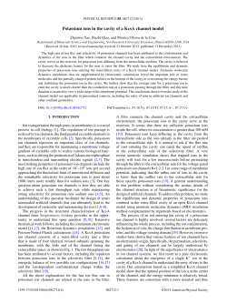 Potassium ions in the cavity of a KcsA channel model