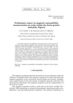 Preliminary report on magnetic susceptibility measurements on