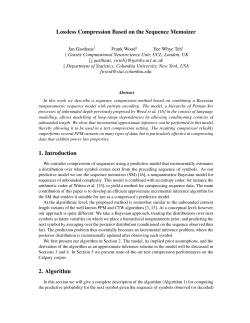 Lossless Compression Based on the Sequence Memoizer 1