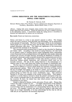 Coping behaviour and the moratorium following spinal cord