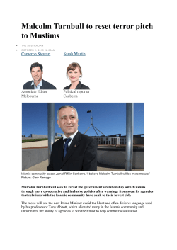 Malcolm Turnbull to reset terror pitch to Muslims