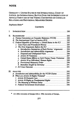 Germany v. United States in the International Court of Justice: An