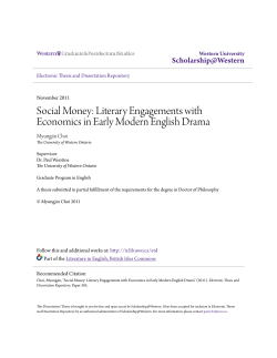 Literary Engagements with Economics in Early Modern English Drama