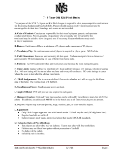 7 - 9 Year Old Kid Pitch Rules
