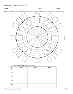 Precalculus &ndash; Chapter 5 Practice Test Name Date Folder On the