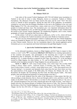 Apar in Turkish Inscriptions of VIIIth Century and