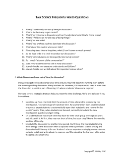 talk science frequently asked questions - The Inquiry Project