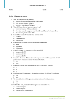 First continental congress 1774, second