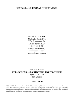 RENEWAL AND REVIVAL OF JUDGMENTS