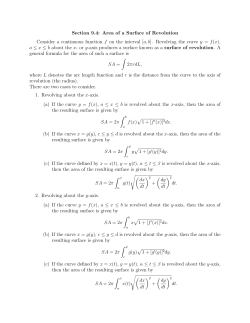 Section 9.4: Area of a Surface of Revolution