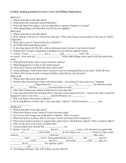 Guided reading questions for Julius Caesar by William Shakespeare