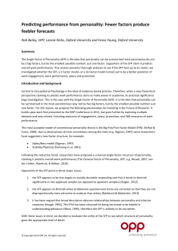 Predicting performance from personality: Fewer factors produce