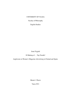 UNIVERSITY OF VAASA Faculty of Philosophy English
