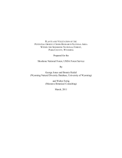 Prepared for the Shoshone National Forest, USDA Forest Service By