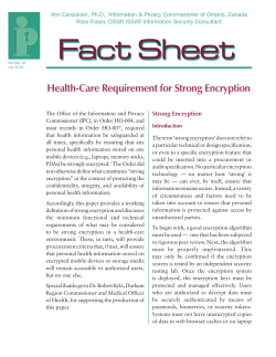 Fact Sheet #16 - Health-Care Requirement for Strong Encryption