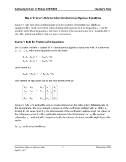 Use of Cramer`s rule for simultaneous linear equations