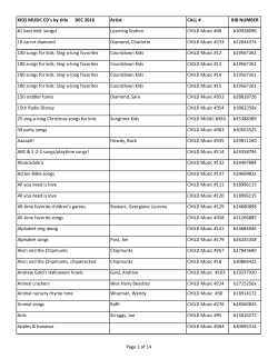 KIDS MUSIC CD`s by title DEC 2016 Artist CALL # BIB