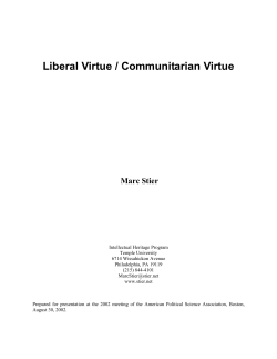 Liberal Virtue / Communitarian Virtue