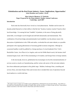 Globalization and the Real Estate Industry: Issues, Implications